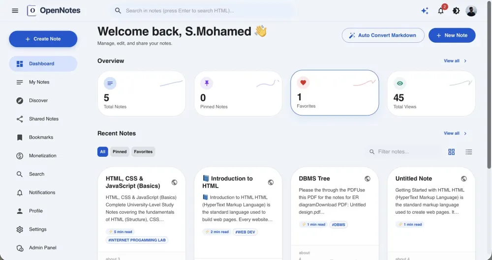 OpenNotes preview